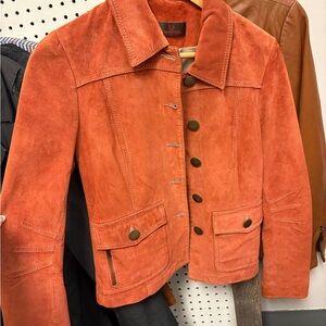 Danier Terracotta Suede Jacket with Brass Buttons